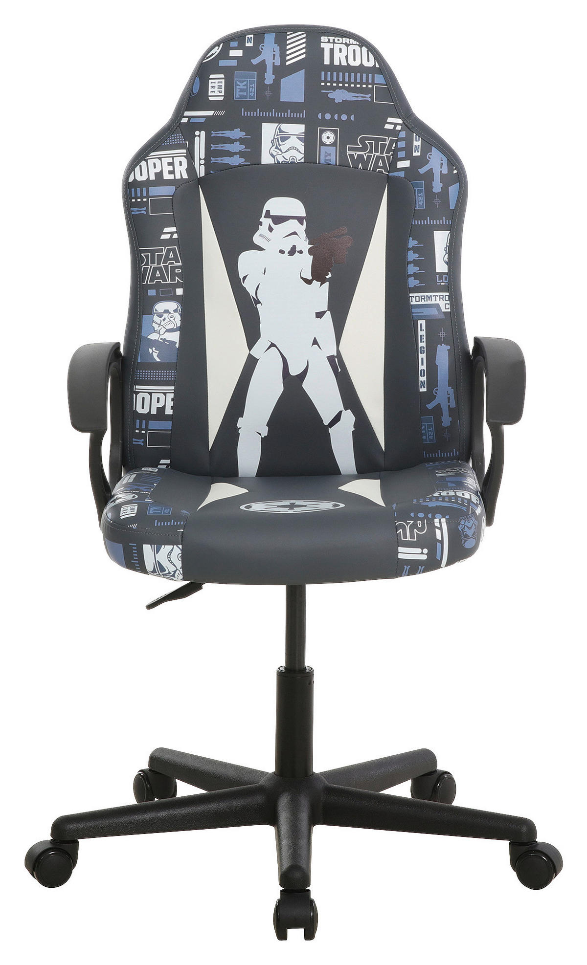 HERNÍ ŽIDLE, vzhled kůže, šedá, černá, bílá, světle modrá - šedá/bílá, Design, textil/plast (60/98,5-108/63,6cm) - Star Wars