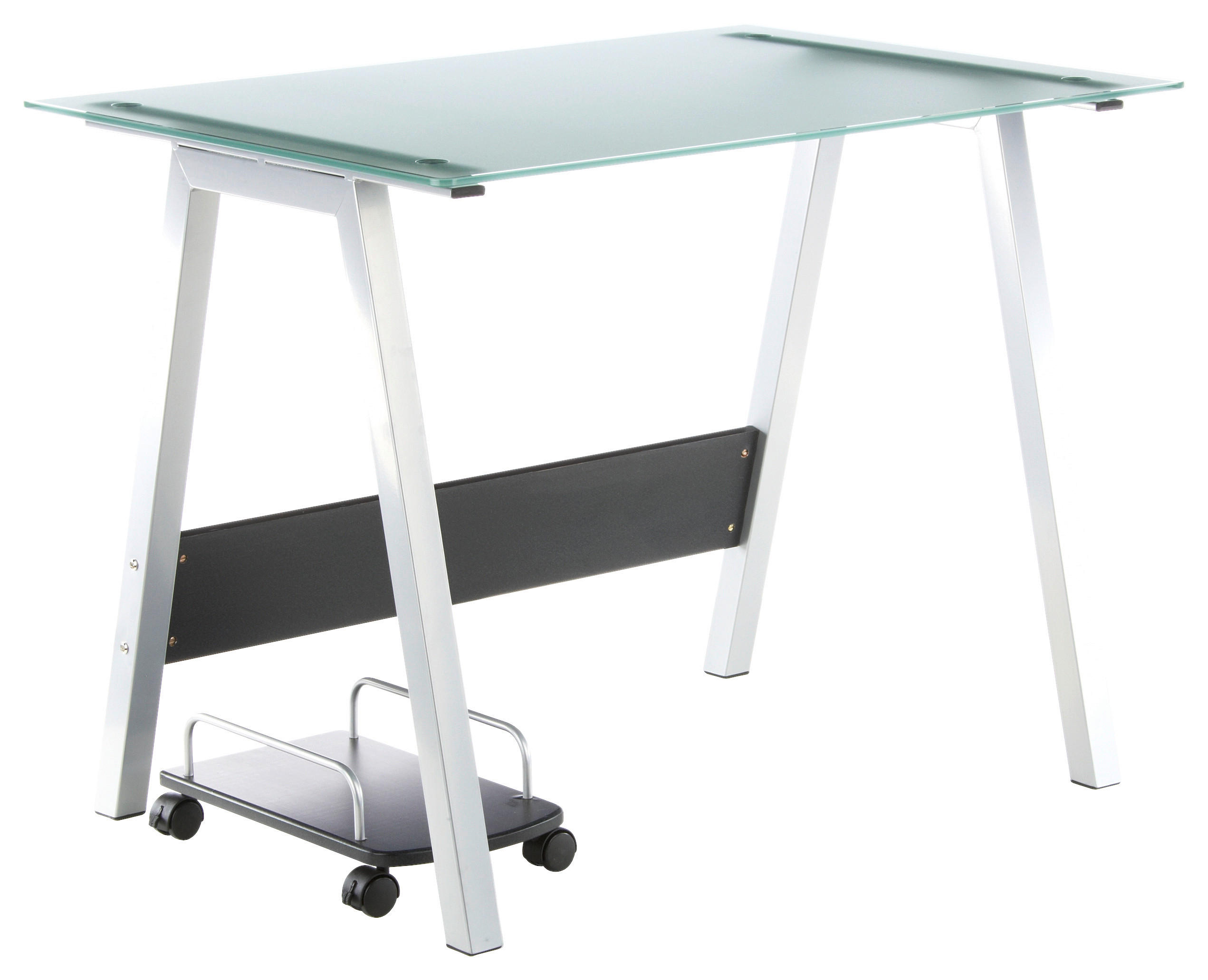 SKRIVBORD 100/70/76 cm  i svart, silver, pastellgrön  - silver/svart, Modern, metall/glas (100/70/76cm) - MID.YOU