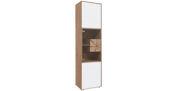 VITRINE in vollmassiv Kerneiche Weiß, Eichefarben, Transparent - Eichefarben/Transparent, Natur, Glas/Holz (50/196/39cm) - Valnatura