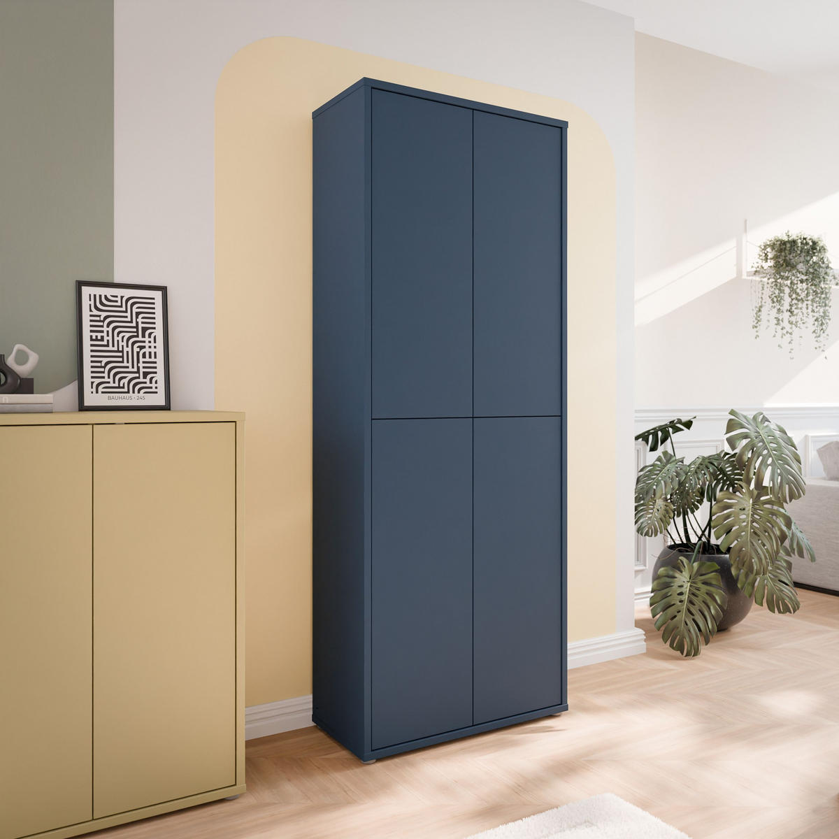 SCHUHSCHRANK Dunkelblau  - Dunkelblau/Grau, MODERN, Holzwerkstoff/Kunststoff (74,5/191,9/34,9cm) - Modern Living