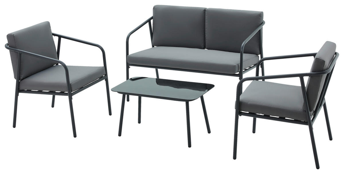 VRTNI SET   železo   antracit, črna antracit, siva, črna    - črna/siva, Moderno, kovina/steklo - Ambia Garden