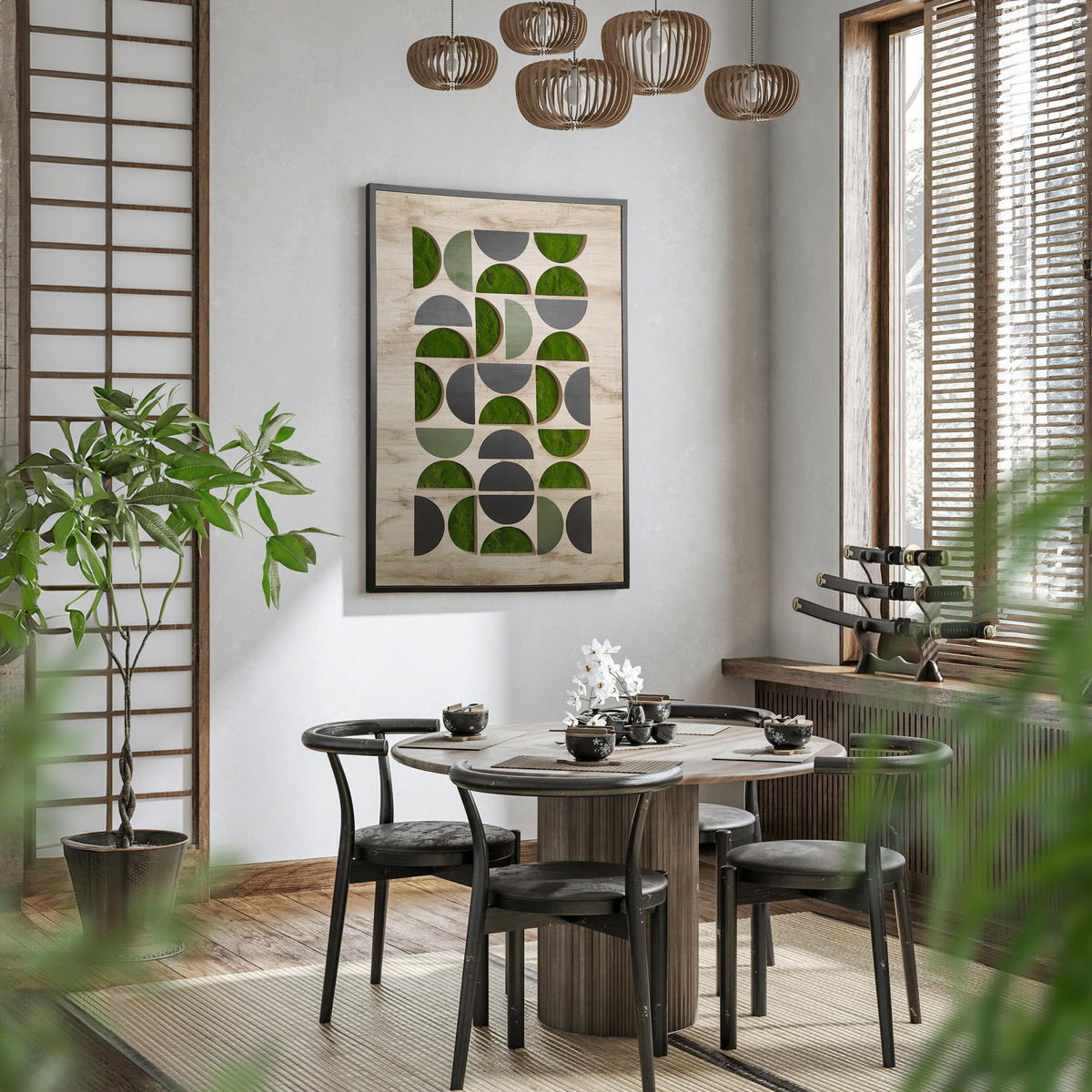 MOOSBILD 70/100 cm  - Dunkelgrün/Schwarz, Basics, Holz/Kunststoff (70/100cm)