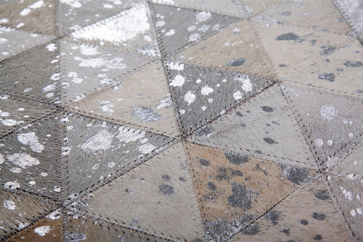 FLACHWEBETEPPICH 80/150 cm Rocket 410 Grau / Silber Grau, Silberfarben  - Silberfarben/Grau, KONVENTIONELL, Leder/Textil (80/150cm)