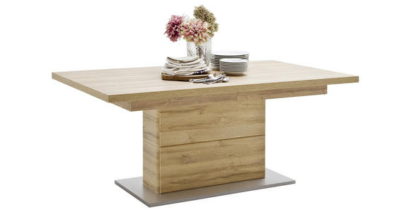 ESSTISCH in Holzwerkstoff 180(280)/100/78 cm - Eichefarben/Silberfarben, KONVENTIONELL, Holzwerkstoff (180(280)/100/78cm) - Cantus