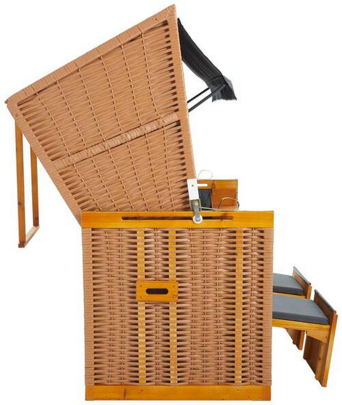 PLÁŽOVÝ KOŠ  - šedá/hnědá, Moderní, dřevo/textil (116/159/78cm)