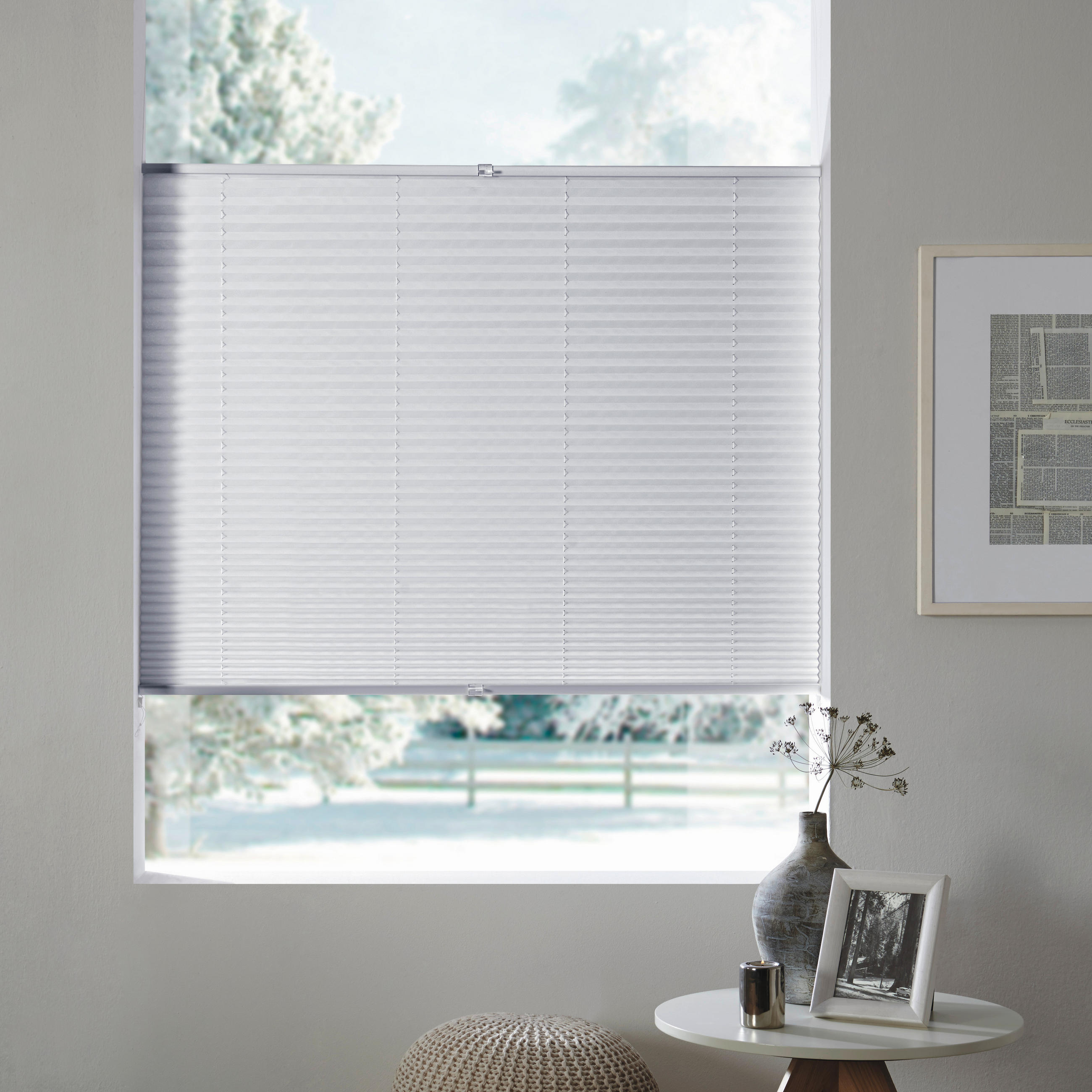 PLISSEE  halbtransparent   100/130 cm   - Weiß, Basics, Textil (100/130cm) - Homeware