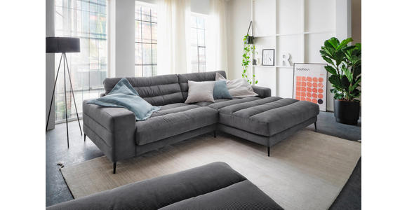 ECKSOFA in Cord Anthrazit  - Anthrazit/Schwarz, Design, Textil/Metall (207/296cm) - Dieter Knoll