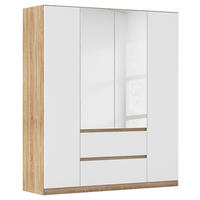 DREHTÜRENSCHRANK in Weiss, Eichefarben  - Weiss/Eichefarben, Basics, Holzwerkstoff (181/210/54cm) - Rauch Möbel