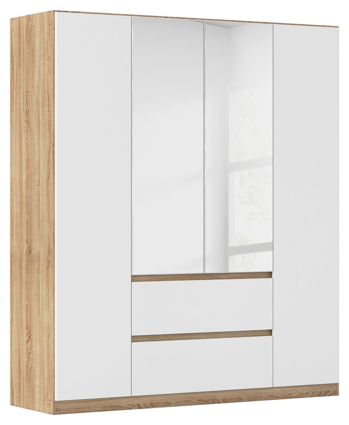 DREHTÜRENSCHRANK in Weiss, Eichefarben  - Weiss/Eichefarben, Basics, Holzwerkstoff (181/210/54cm) - Rauch Möbel
