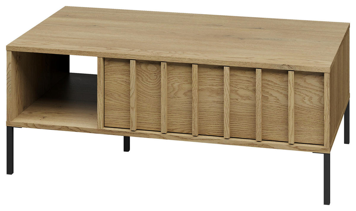 COUCHTISCH Eiche Eichefarben  - Eichefarben/Schwarz, Design, Holz/Metall (100/55/40cm) - MID.YOU