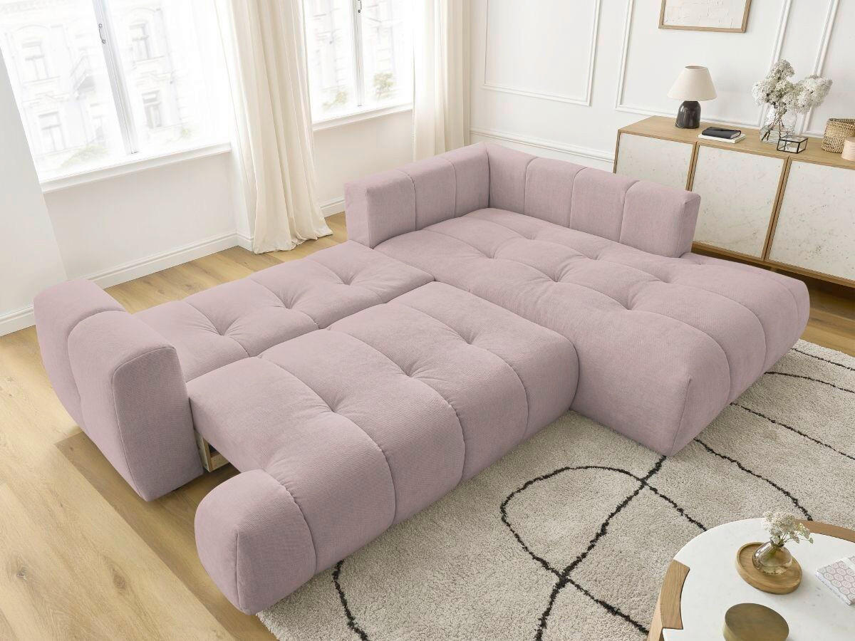 ECKSCHLAFSOFA FUJI Leinenoptik Pink  inkl.  - Pink/Schwarz, MODERN, Kunststoff/Textil (282/204cm)