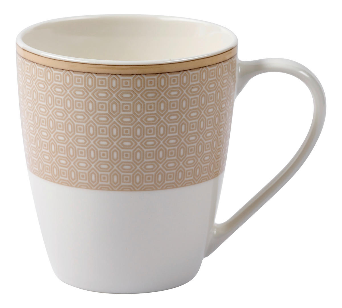KAFFEEBECHER Geo  350 ml   - Beige/Weiß, KONVENTIONELL, Keramik (12/9/10cm) - Ritzenhoff Breker