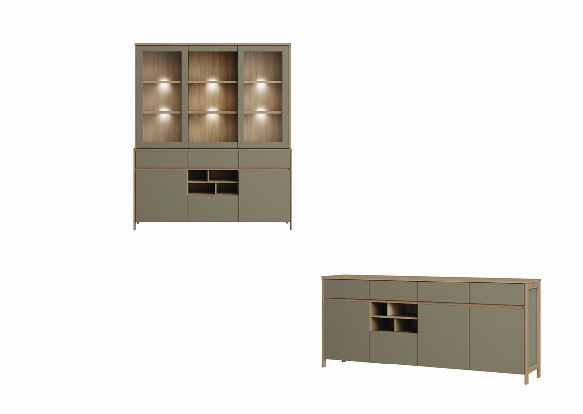 WOHNWAND 2-teilig  in Eukalyptusholzfarben   - Eukalyptusholzfarben/Eichefarben, Design, Holzwerkstoff - MID.YOU
