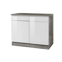 KÜCHENUNTERSCHRANK 100/85/60 cm  in Grau, Weiß Hochglanz  - Weiß Hochglanz/Weiß, Basics, Holzwerkstoff (100/85/60cm) - Held