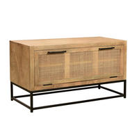 SCHUHSCHRANK Mangoholz, Rattan massiv Naturfarben, Schwarz  - Schwarz/Naturfarben, Design, Holz/Metall (84,5/48/40cm) - MID.YOU