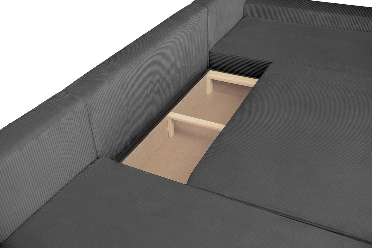 WOHNLANDSCHAFT Anthrazit Cord  - Anthrazit/Schwarz, KONVENTIONELL, Textil/Metall (191/351/191cm) - Carryhome