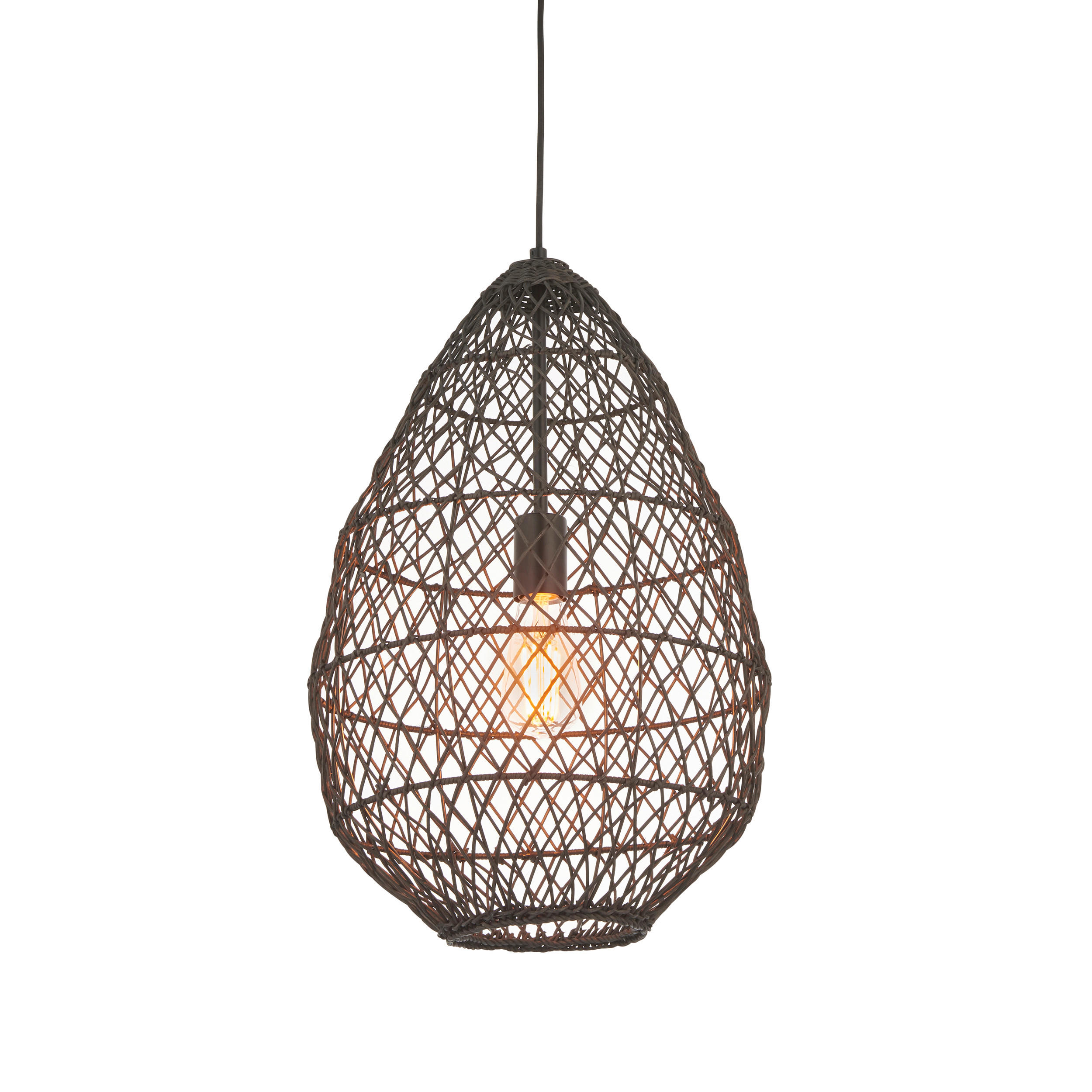 HÄNGELEUCHTE 35/180 cm  - Schwarz, Natur, Holz (35/180cm) - ENDON