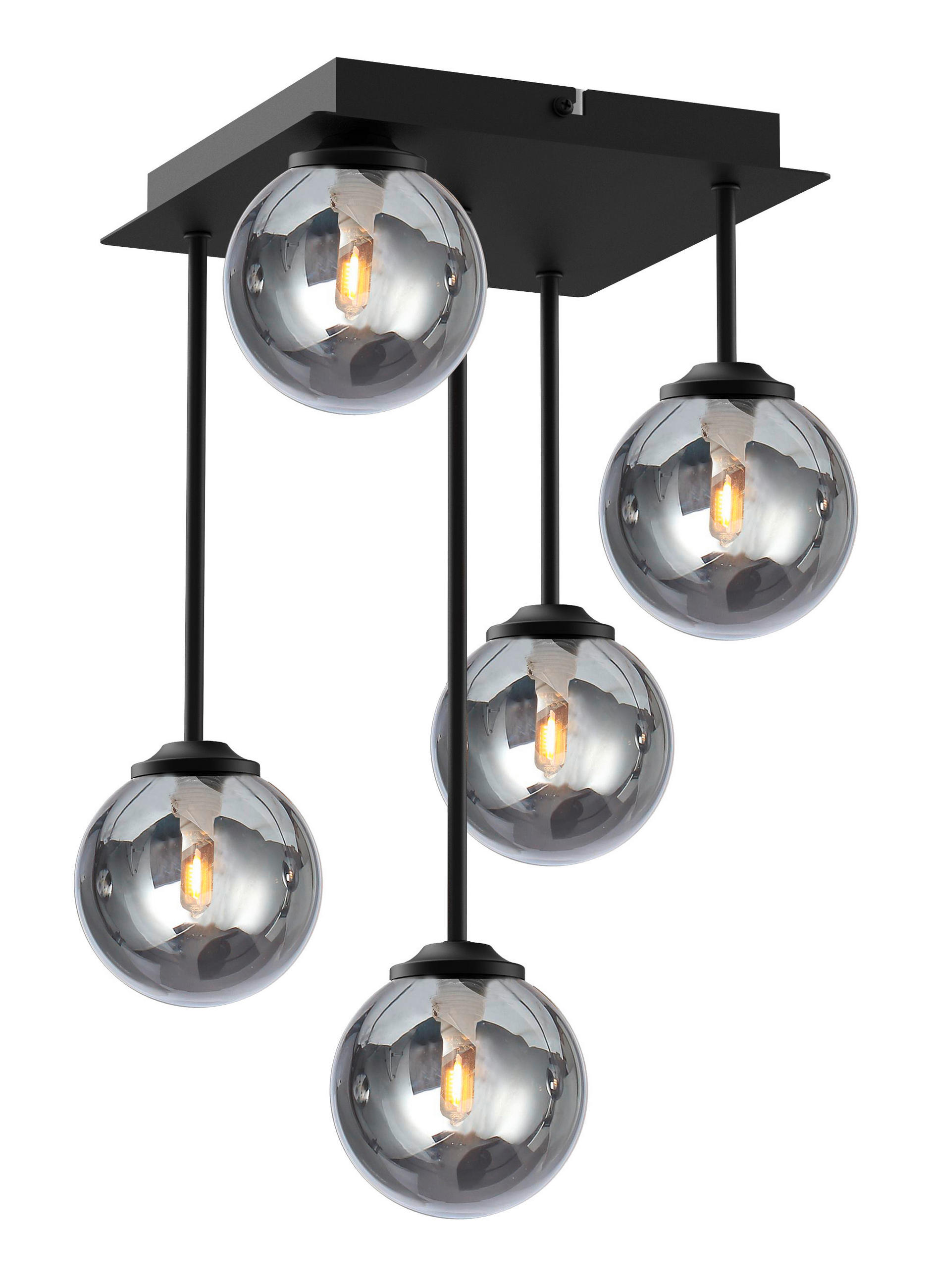 HÄNGELEUCHTE 25,5/25,5/41 cm   - Schwarz, Trend, Glas/Metall (25,5/25,5/41cm) - Novel