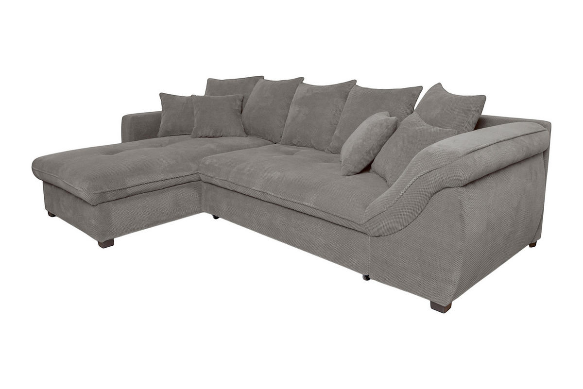 ECKSOFA LORENZO Grau Struktur Liegefläche im Originalstoff  - Schwarz/Grau, Design, Textil/Metall (188/302cm) - P & B