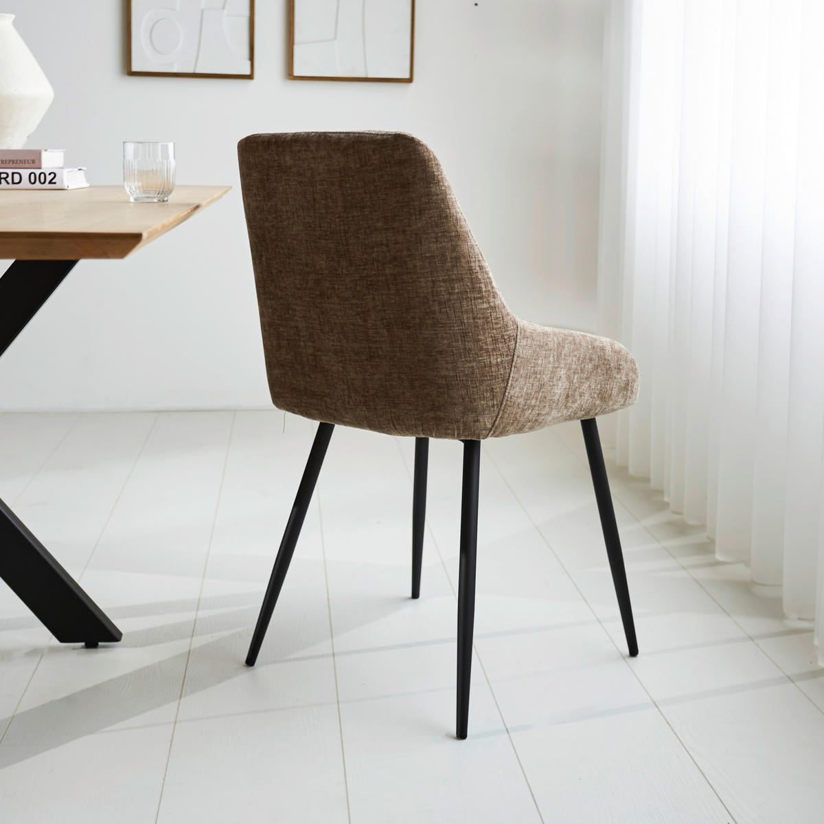 SADA STOLIČIEK 2 kus - hnedá/čierna, Modern, kov/textil (52/86/44cm) - MID.YOU