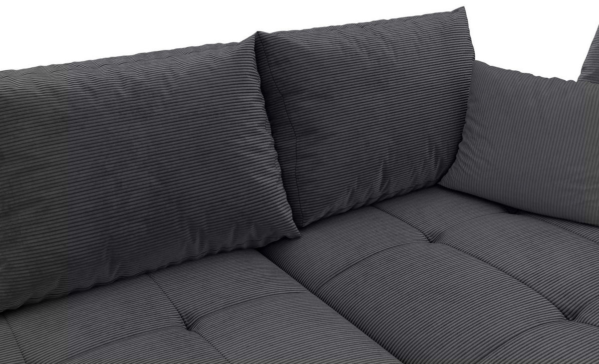 ECKSOFA in Cord Graphitfarben  - Schwarz/Graphitfarben, Konventionell, Holz/Textil (298/202cm) - MID.YOU