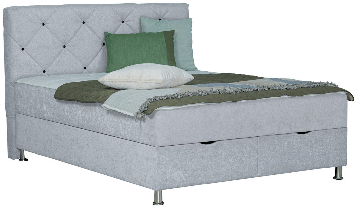 BOXBETT 180/200 cm  in Hellgrau  - Chromfarben/Hellgrau, Design, Kunststoff/Textil (180/200cm) - Boxxx