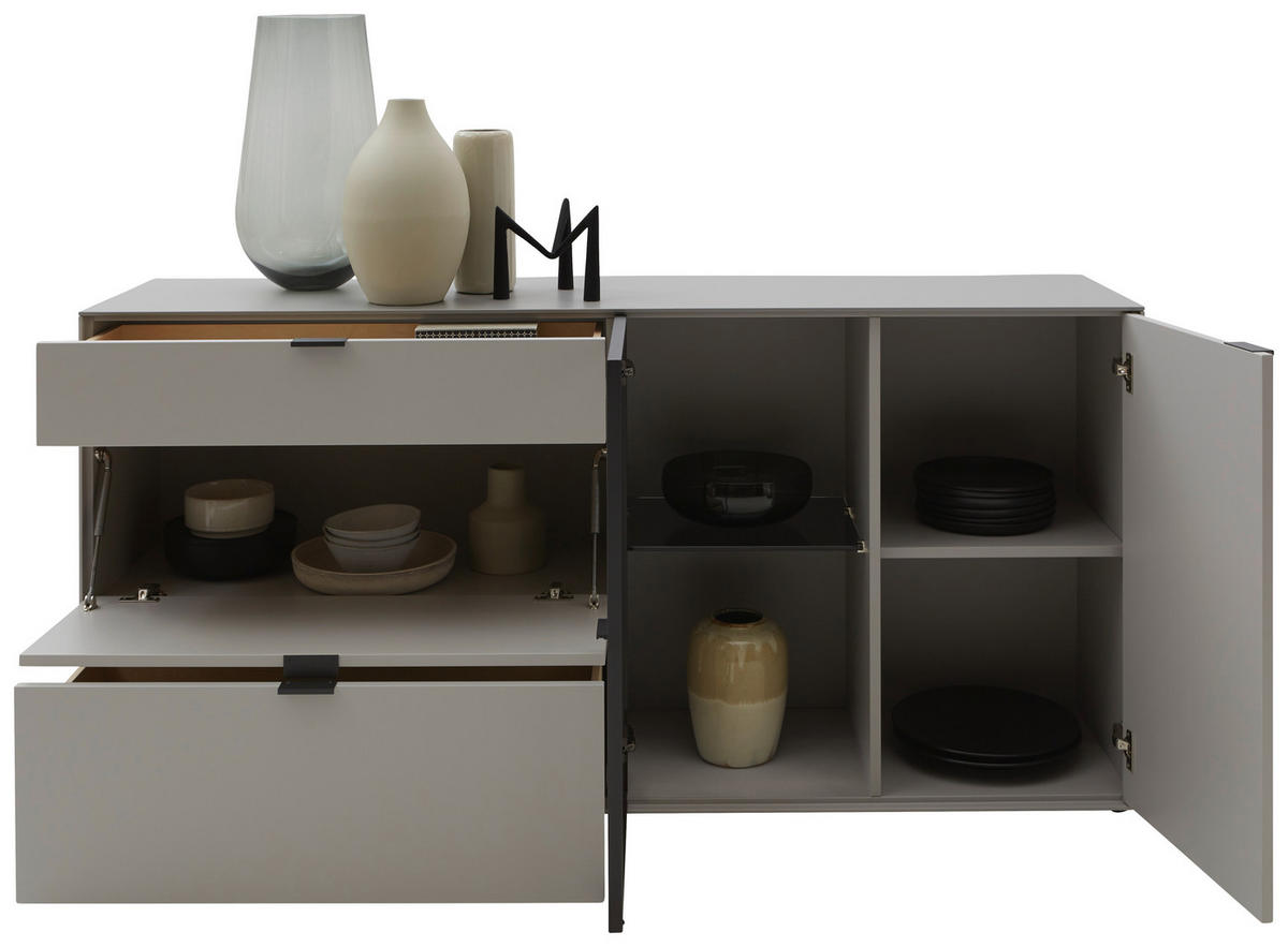SIDEBOARD Grau  181,9/87,9/45,2 cm  - Schwarz/Grau, Design, Glas/Holz (181,9/87,9/45,2cm) - Dieter Knoll