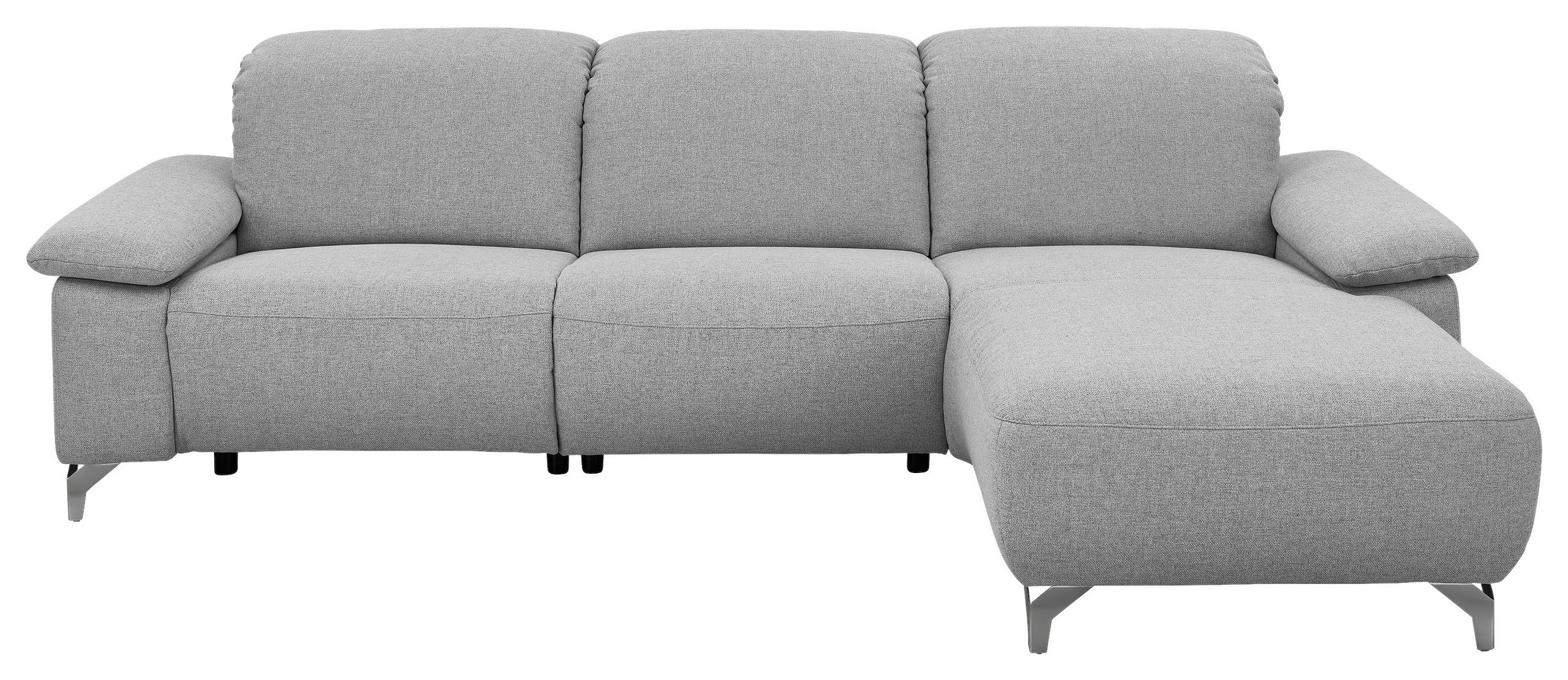 WOHNLANDSCHAFT Hellgrau Flachgewebe  - Chromfarben/Hellgrau, Design, Textil/Metall (280/180cm) - Musterring