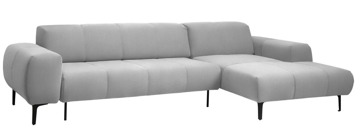 ECKSOFA in Chenille Greige  - Greige/Schwarz, Design, Textil/Metall (311/167cm) - Xora