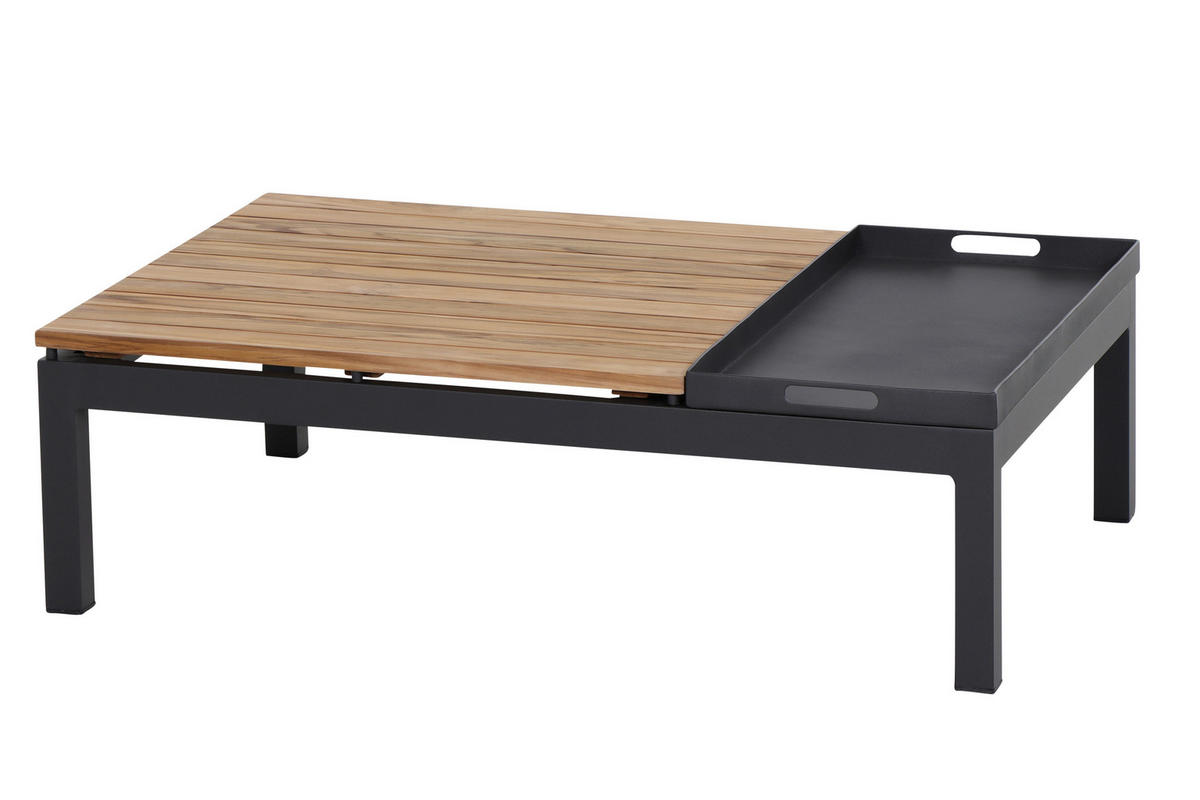 LOUNGEGARNITUR Teakholz massiv Aluminium  - Anthrazit/Grau, KONVENTIONELL, Holz/Textil (252/84/252cm) - Siena Garden