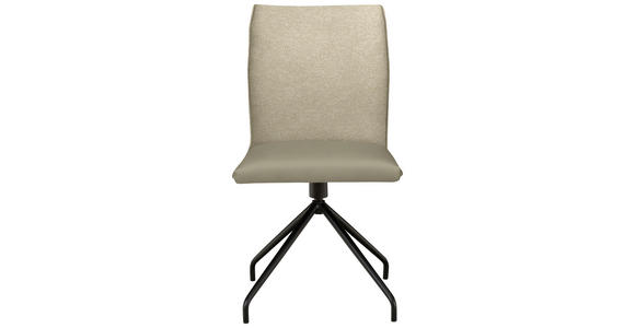 STUHL  , Stoffauswahl, Typenauswahl, Sitzfläche 360° drehbar  , Webstoff, Mikrofaser  ,  - Creme/Schwarz, Design, Textil/Metall (49/91/60cm) - Moderano