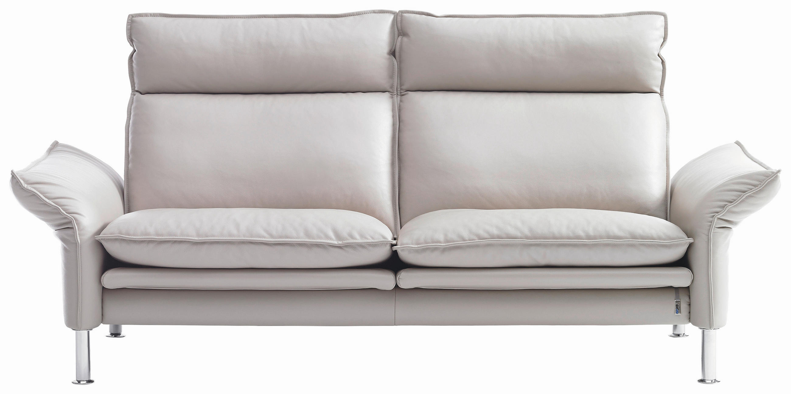 2-SITZER-SOFA Beige Echtleder  - Chromfarben/Beige, KONVENTIONELL, Leder/Metall (176/93/88cm) - Erpo