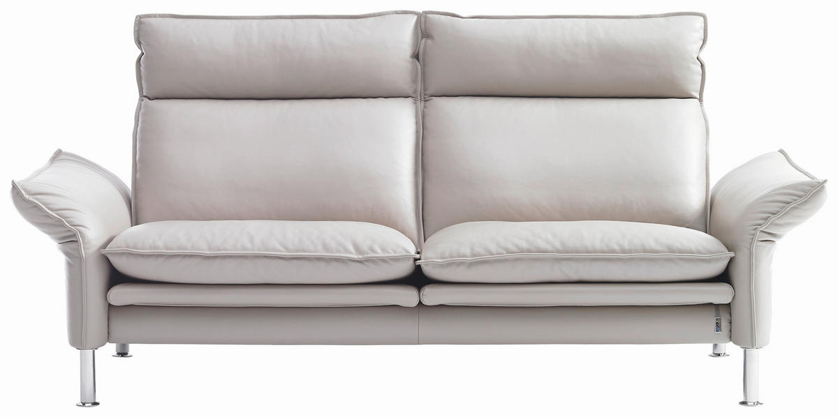 2-SITZER-SOFA Beige Echtleder  - Chromfarben/Beige, KONVENTIONELL, Leder/Metall (176/93/88cm) - Erpo