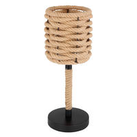 STOLNÍ LAMPA, E27, 16,5/45 cm  - černá/hnědá, Konvenční, kov/přírodní materiály (16,5/45cm) - Globo