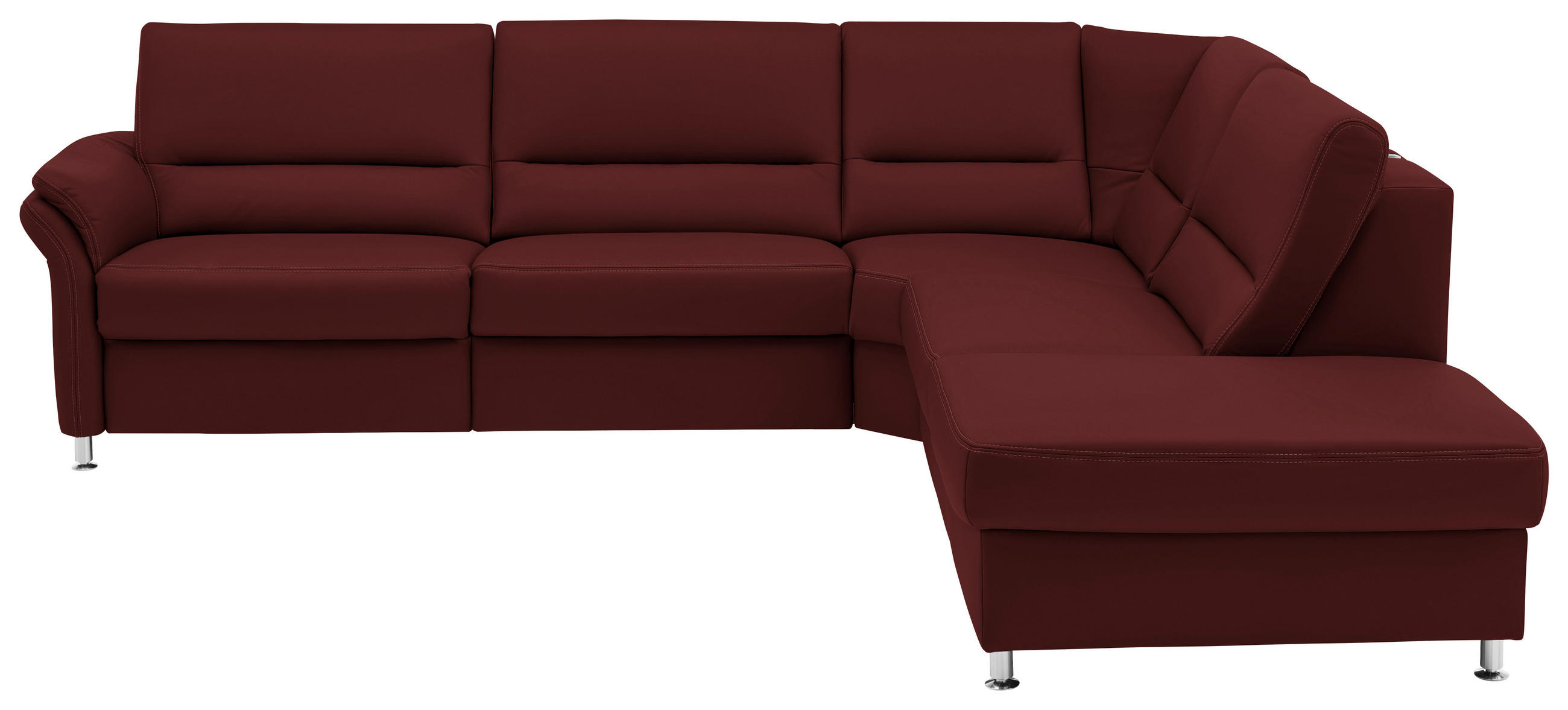 ECKSOFA in Echtleder Brombeere  - Brombeere/Beige, Design, Leder/Metall (288/249cm) - Beldomo Premium