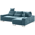 ECKSOFA in Flachgewebe Türkis  - Türkis, Design, Textil/Metall (260/188cm) - Hom`in