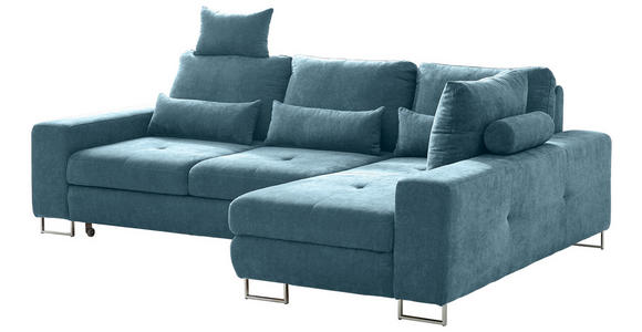 ECKSOFA in Flachgewebe Türkis  - Türkis, Design, Textil/Metall (260/188cm) - Hom`in