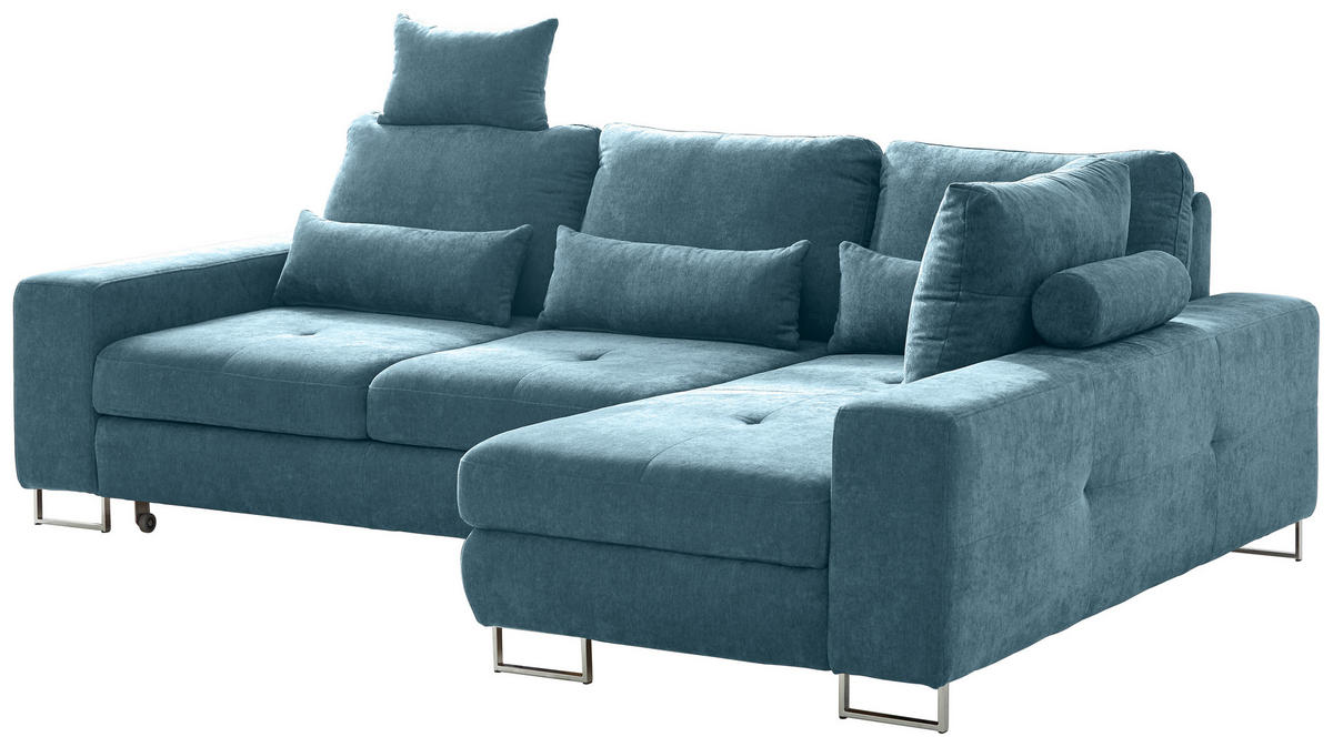 ECKSOFA in Flachgewebe Türkis  - Türkis, Design, Textil/Metall (260/188cm) - Hom`in