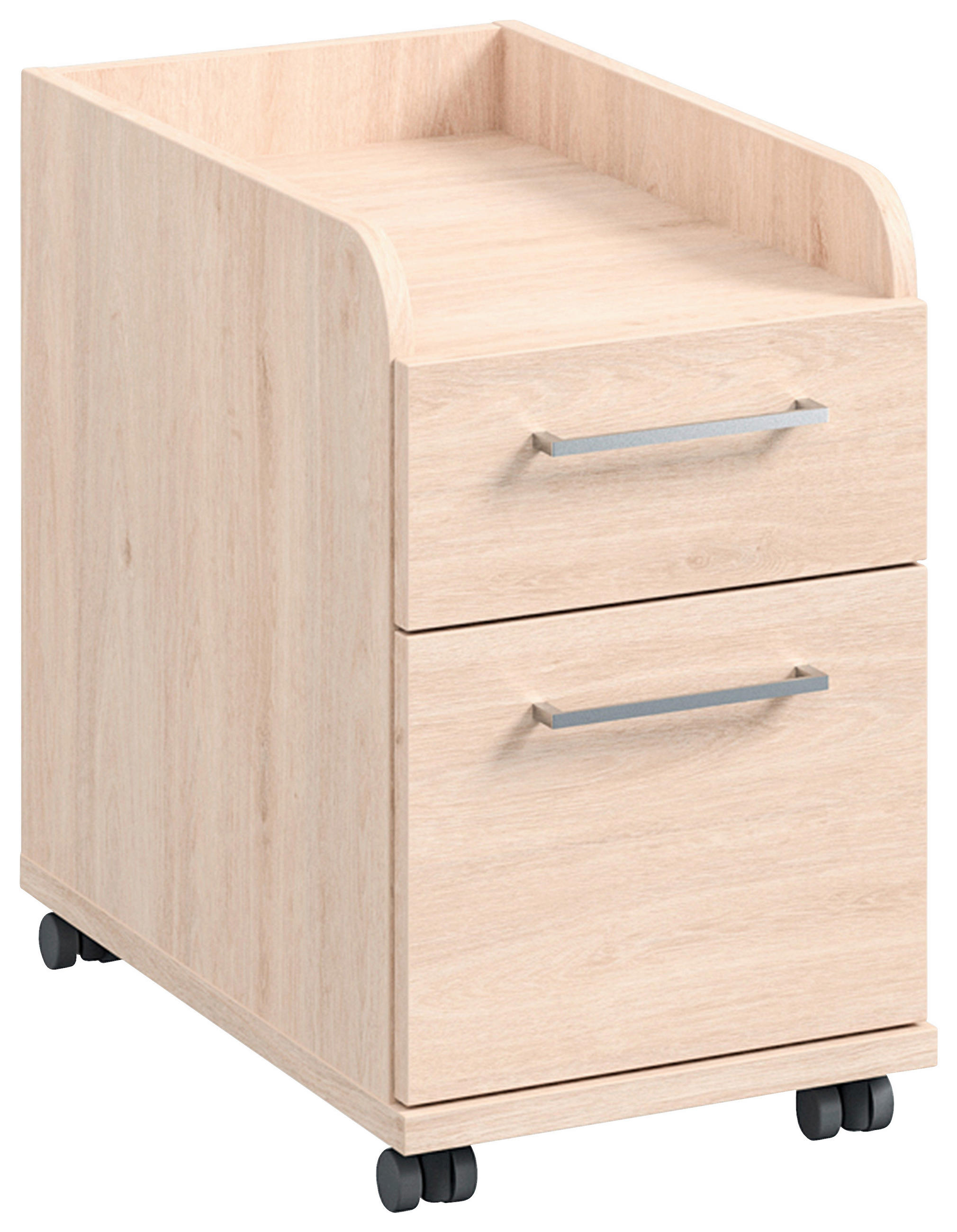 ROLLCONTAINER Eichefarben  - Edelstahlfarben/Eichefarben, Design, Holzwerkstoff/Kunststoff (32,6/54,3/60cm) - Cantus