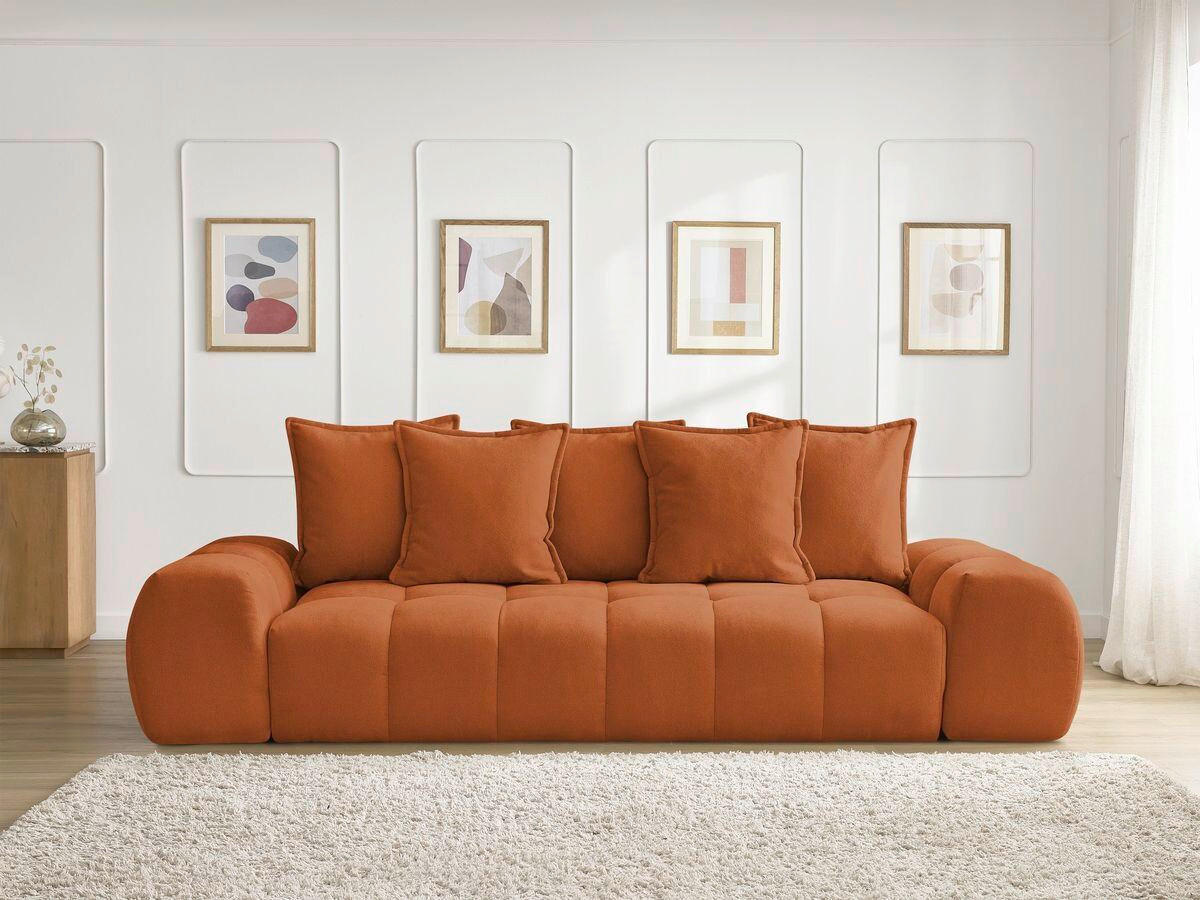 SCHLAFSOFA EVEREST  mit Rücken echt, Armteil links, Armteil rechts Struktur Orange  - Schwarz/Orange, MODERN, Kunststoff/Textil (278/115/90cm)