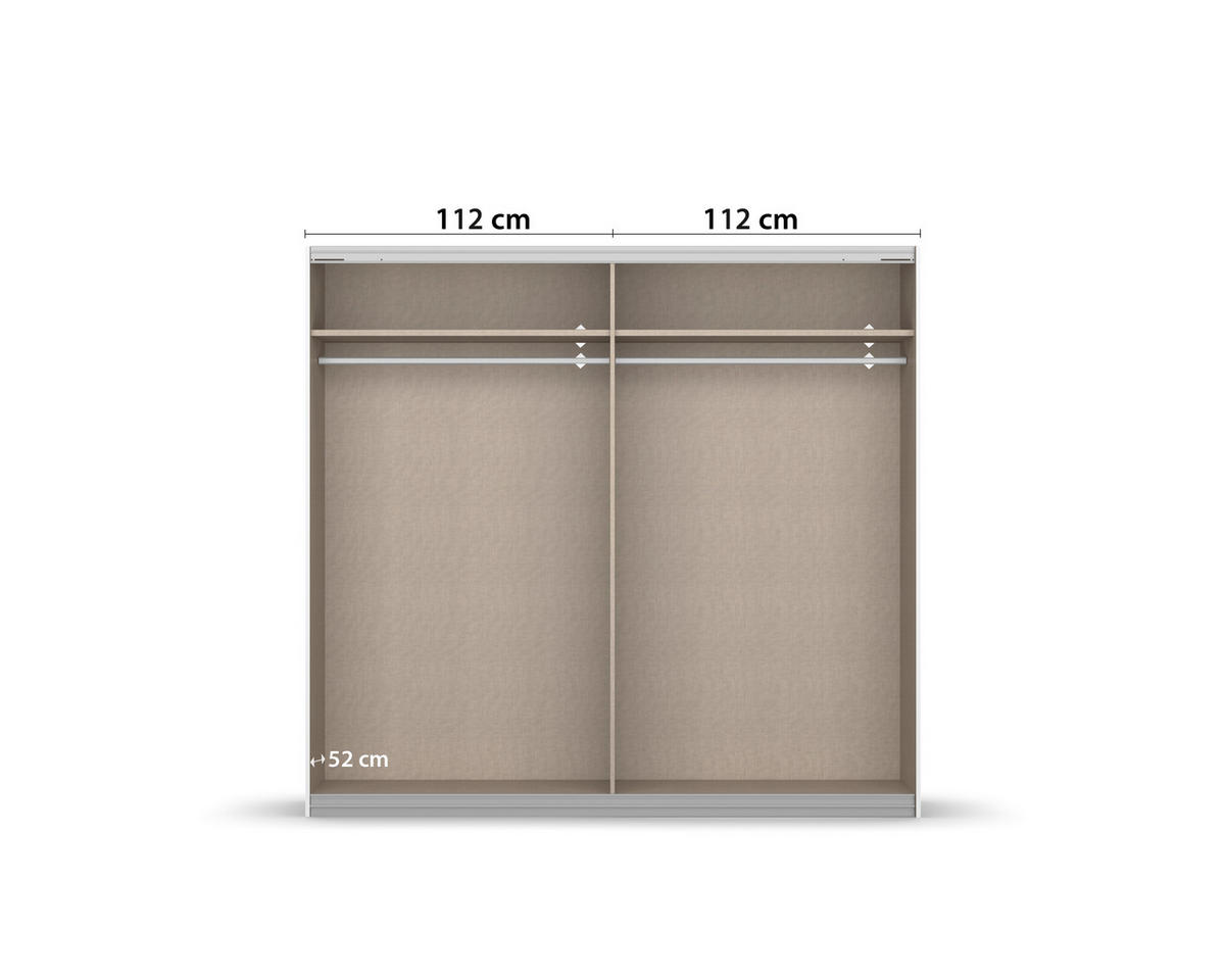 GARDEROB MED SKJUTDÖRRAR 226/210/62 cm 2-dörrar - svart/ek Artisan, Modern, metall/trämaterial (226/210/62cm) - Rauch Möbel