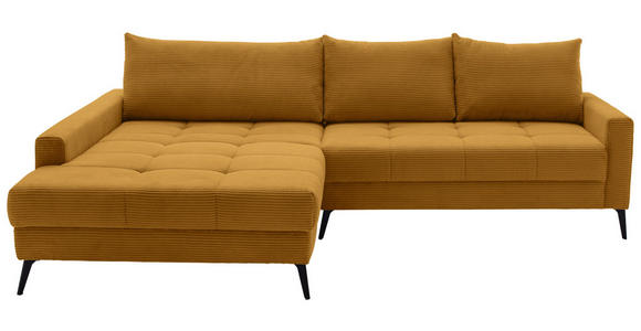 ECKSOFA  in Cord Currygelb  173/280 cm  - Currygelb/Schwarz, KONVENTIONELL, Textil/Metall (173/280cm) - Hom`in