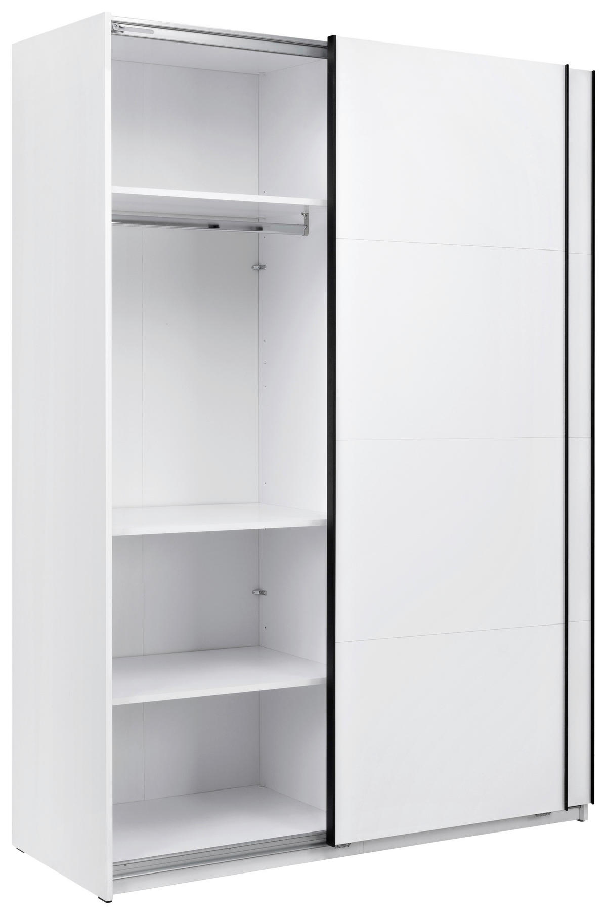 SCHIEBETÜRENSCHRANK 150/211,5/61,5 cm 2-türig Weiß  - Schwarz/Weiß, MODERN, Holzwerkstoff/Metall (150/211,5/61,5cm) - MID.YOU