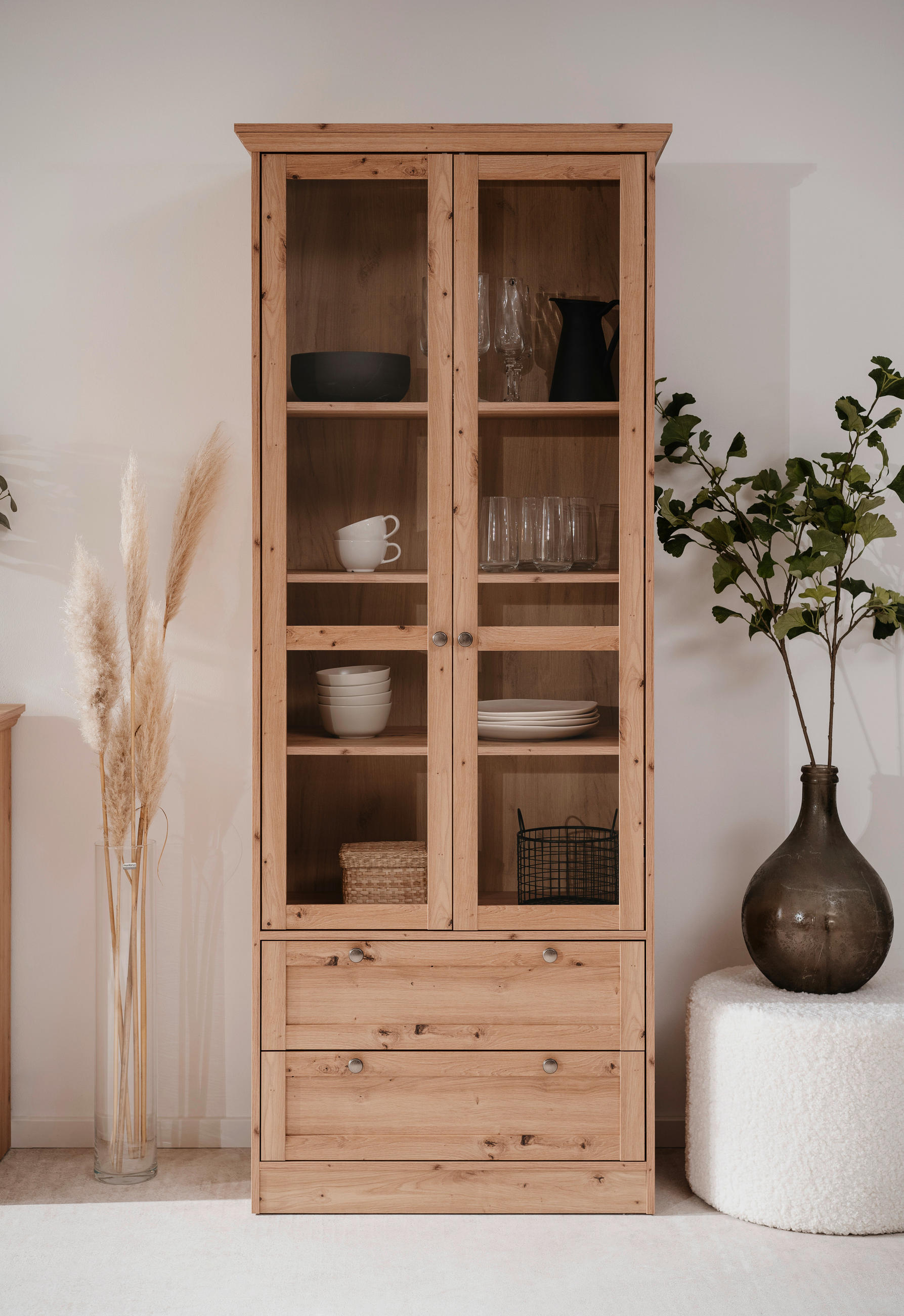 VITRINE in Eiche Artisan  - Eiche Artisan, Natur, Glas/Holzwerkstoff (80/200/45cm) - Livetastic