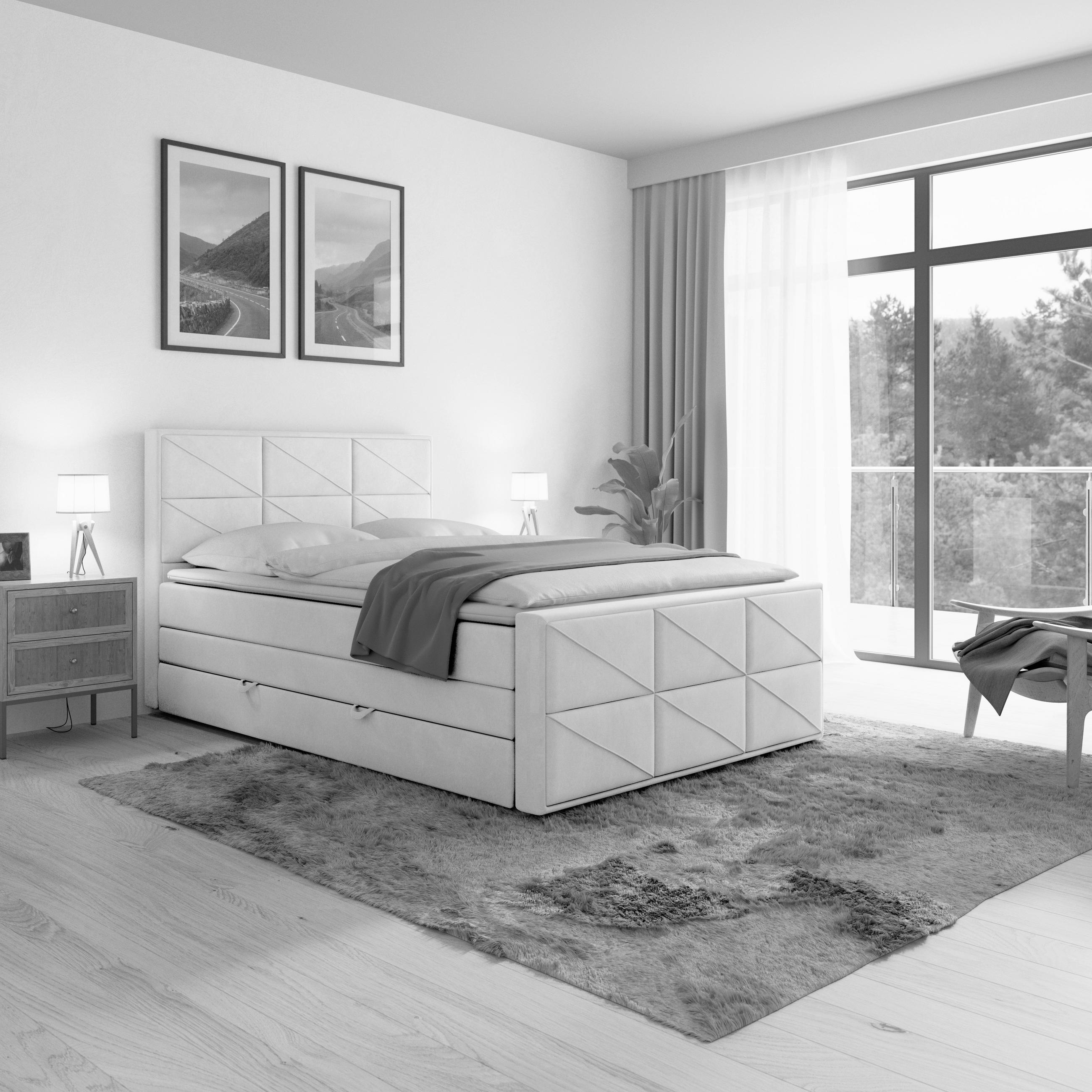 BOXSPRINGBETT 140/200 cm  in Beige  - Beige, MODERN, Holz/Kunststoff (140/200cm) - MID.YOU