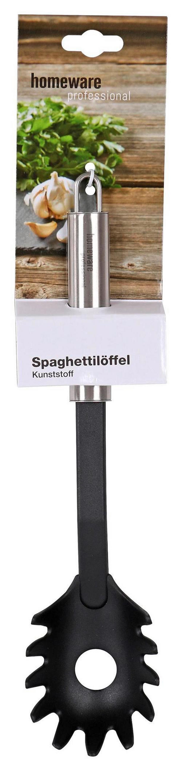 SPAGHETTILÖFFEL - Silberfarben/Schwarz, Basics, Kunststoff/Metall (30cm) - Homeware Profession.