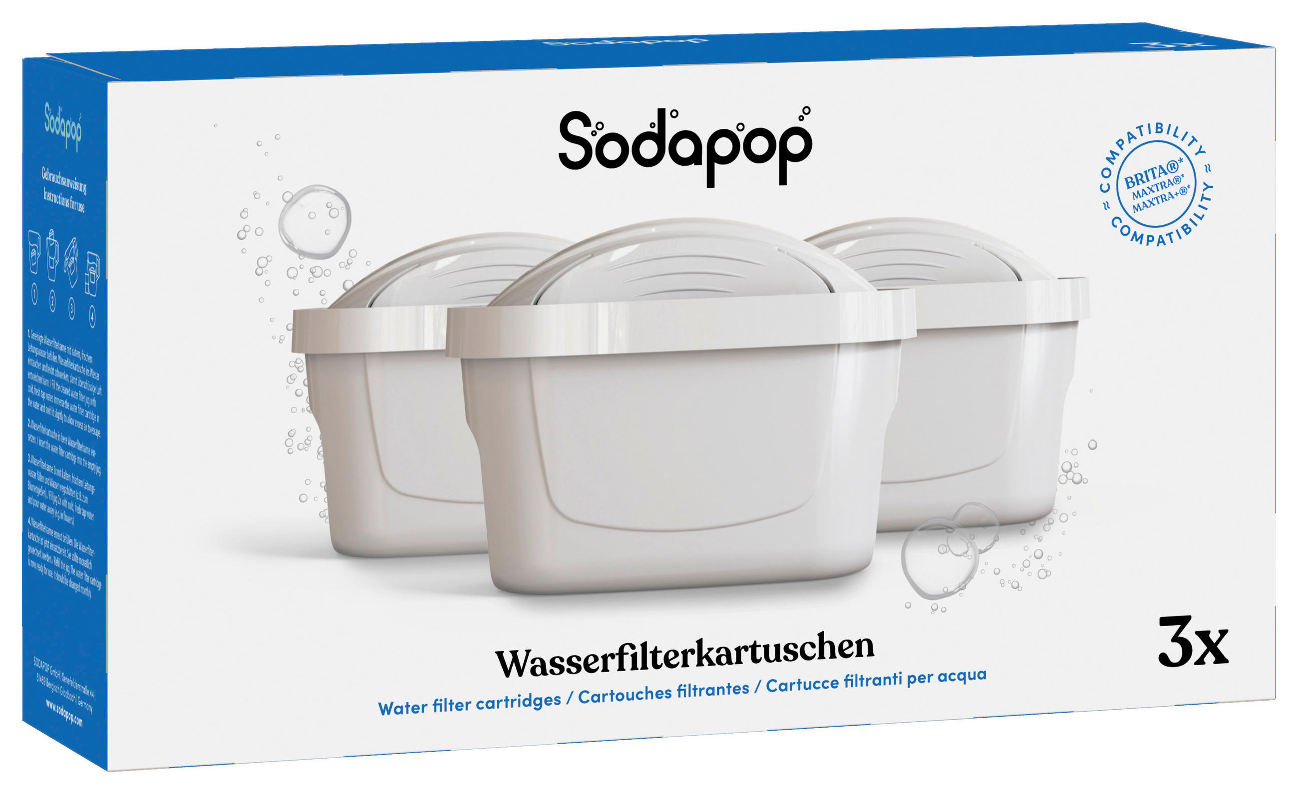 FILTERKARTUSCHE 3er Pack Weiß  - Weiß, Basics, Kunststoff - Sodapop