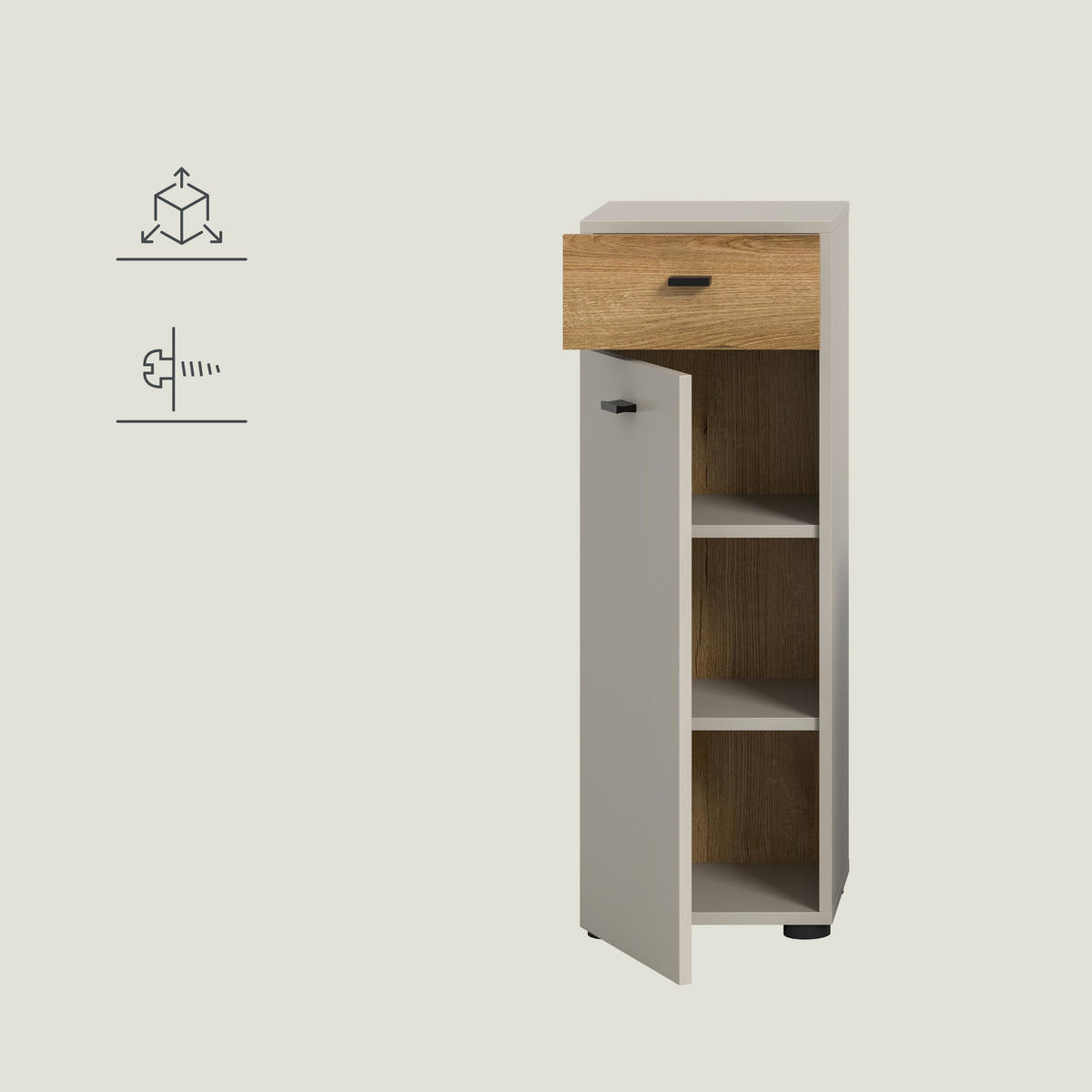 MIDISCHRANK 32/91/30 cm  - Kaschmir/Eichefarben, Trend, Holzwerkstoff/Kunststoff (32/91/30cm) - MID.YOU