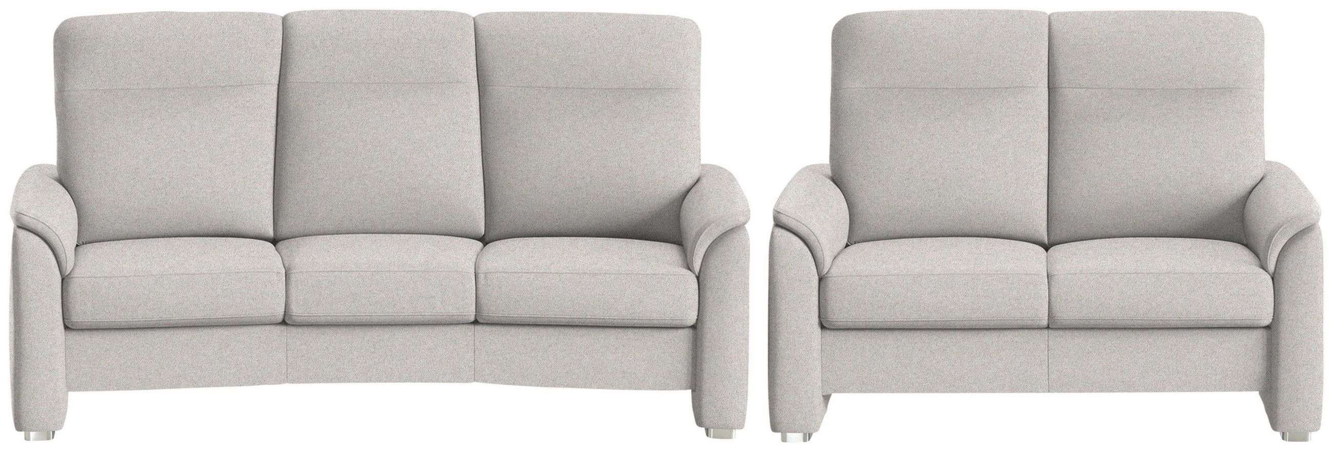 SITZGARNITUR  in Flachgewebe Ecru  - Ecru/Alufarben, KONVENTIONELL, Textil/Metall (218/156/107/103/95cm) - Beldomo Comfort