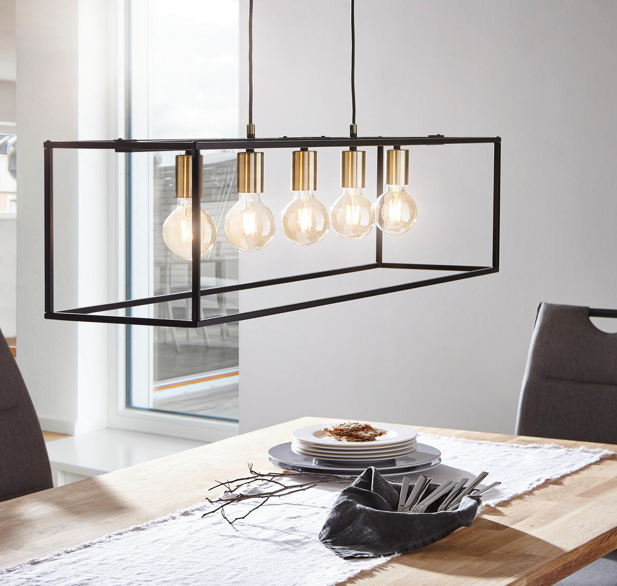 HÄNGELEUCHTE 110/25/150 cm    - Schwarz, Lifestyle, Metall (110/25/150cm) - Marama